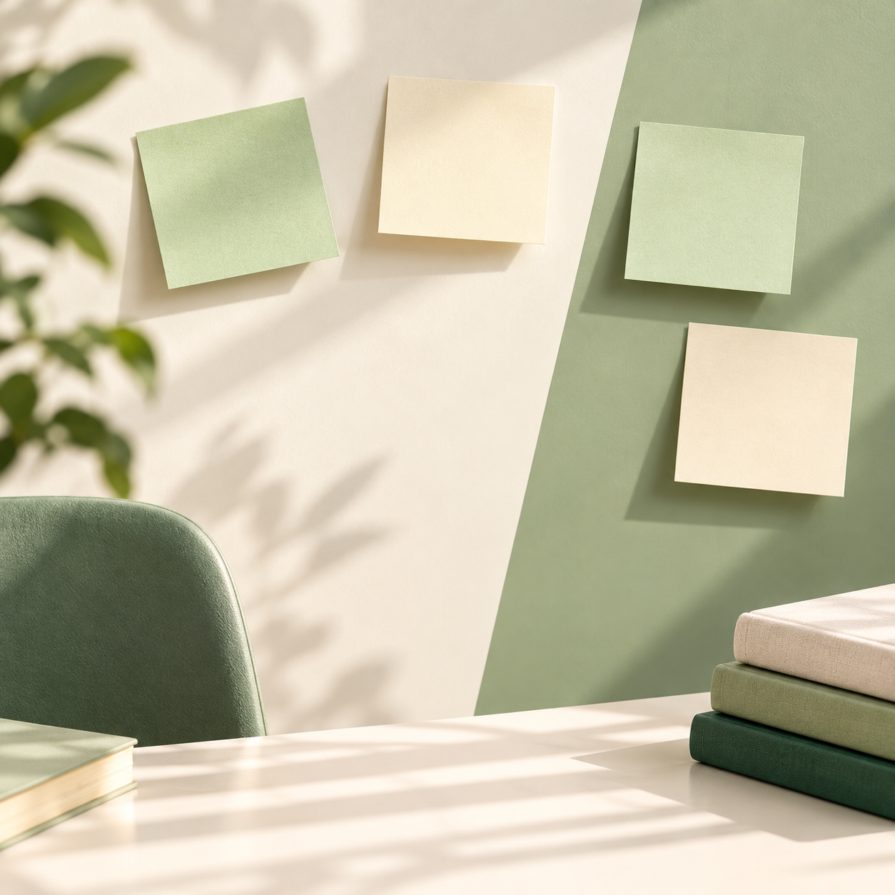 A welcoming study space with notes and books