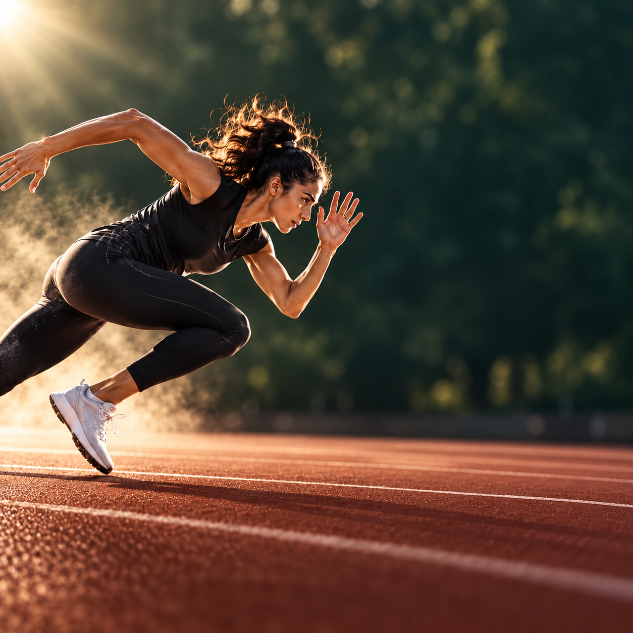 A runner preparing to move forward