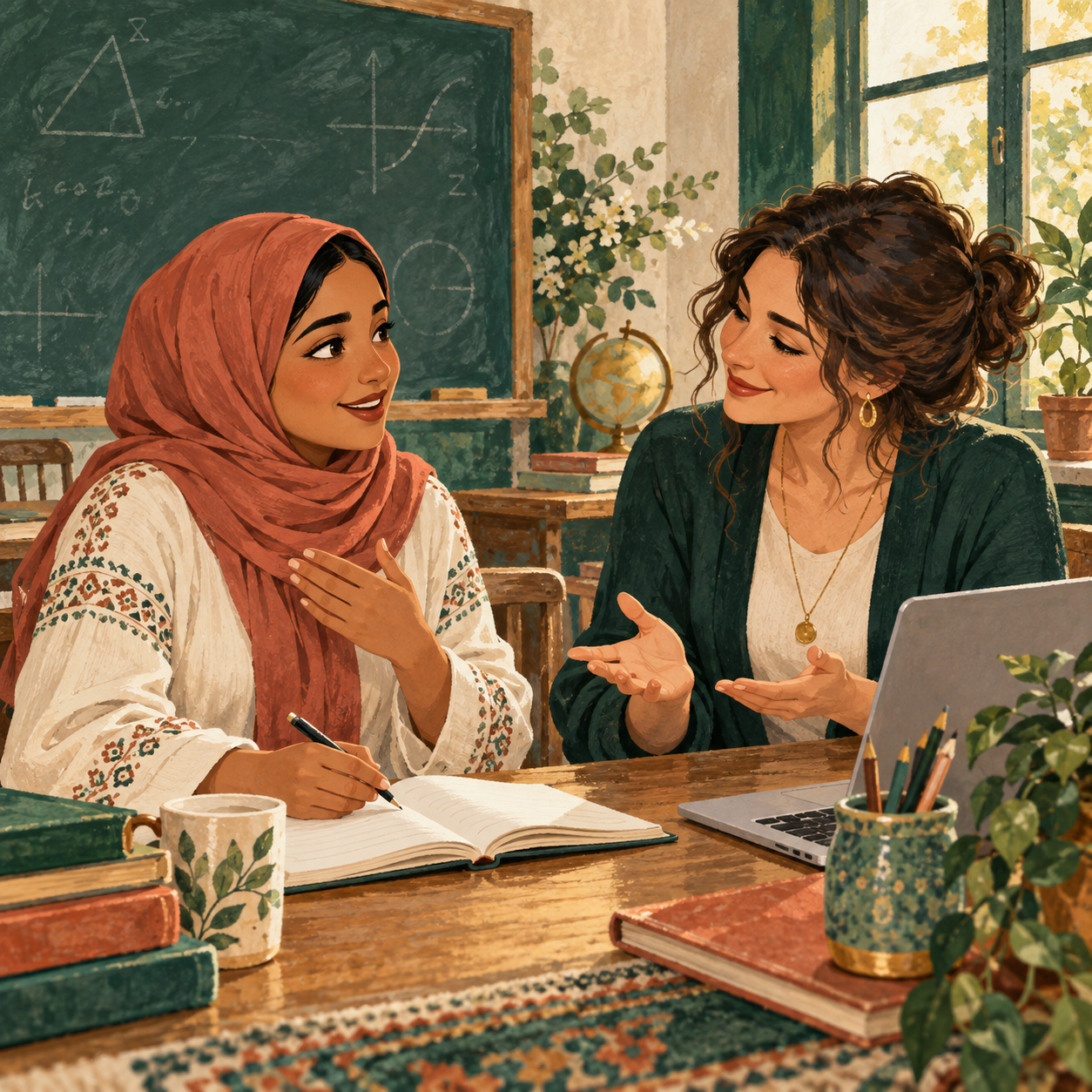 An adult learner gaining confidence with a kind, patient tutor
